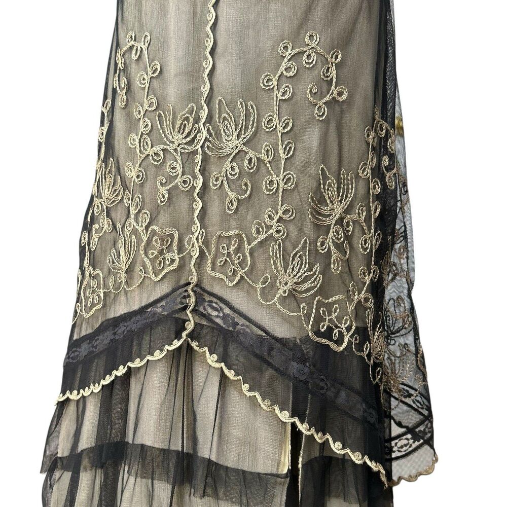 True Romance Nataya Black Empire Waist Embroidered Victorian Titanic Dress Sz M - Picture 5 of 9